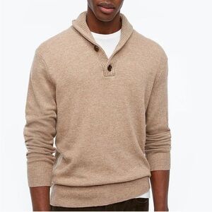 J. Crew Black Label Lambswool shawl-collar sweater Heathered Taupe M